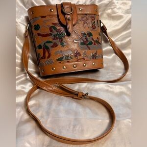 Native Egyptian Embossed Crossbody Leather Bag